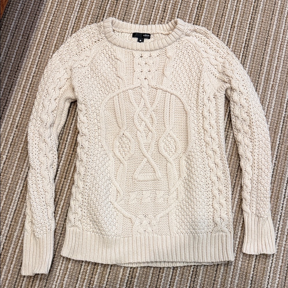 Aqua Cream Cable Knit Sweater